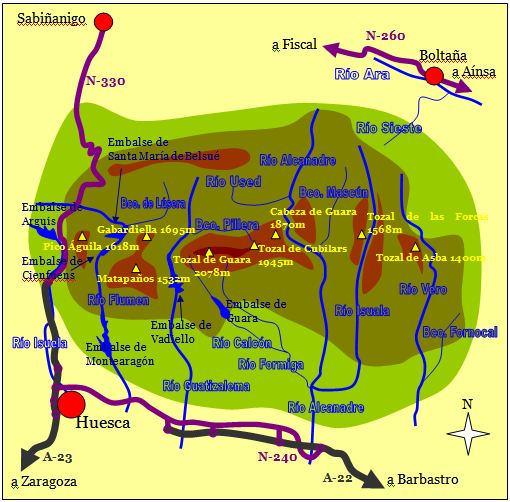 Esquema de la Sierra de Guara