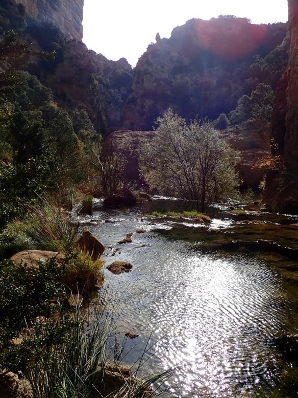 El rincón del Flumen donde cruza la senda de la Bozosa de San Miguel